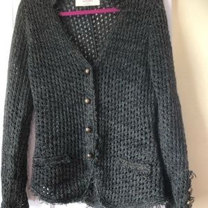 Zara olive green cardigan with brass buttons